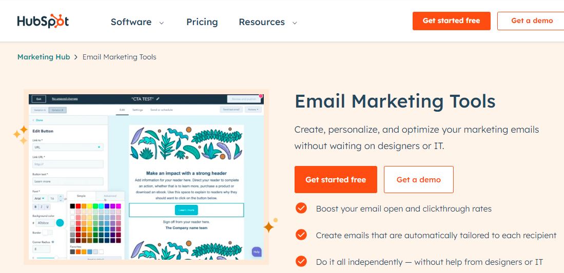 hubspot email marketing tools